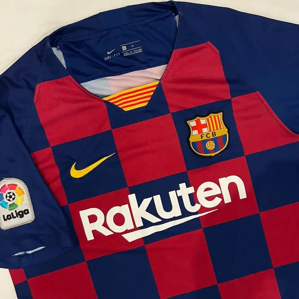 Lionel Messi FC Barcelona Nike Men's Red/Blue Checkered 2019 Home Jersey SZ L